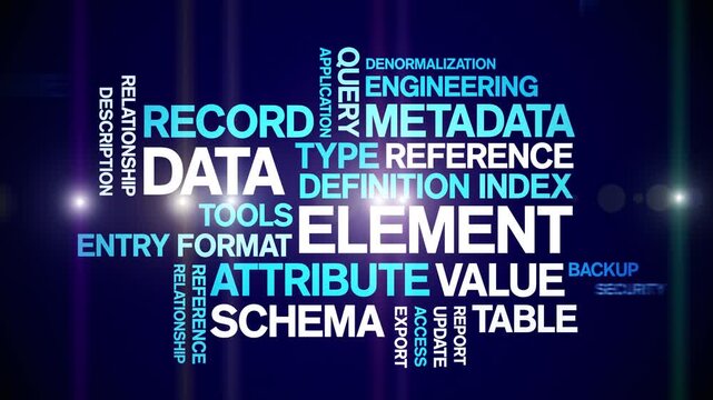 Data Element animated word cloud-text design animation tag kinetic typography seamless loop.