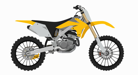 Obraz premium Vibrant Yellow Off-Road Dirt Bike Vector Illustration Isolated on White Background
