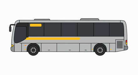 Grey City Bus with Yellow Trim - Isolated Flat Design Vector Graphic for Public Transport and Mobility