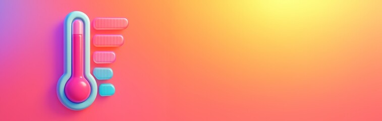 Colorful thermometer with vibrant heat levels on gradient background and empty space for copy or promotional design template concept. Ai generative