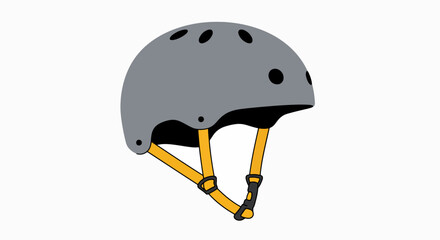 Modern Flat Design Gray Sports Helmet with Yellow Straps for Safety and Active Lifestyles