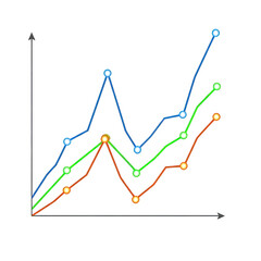 Obraz premium Line graph showing trends isolated on transparent background