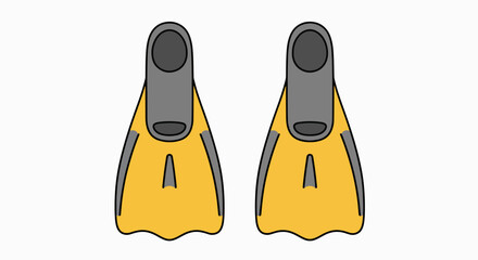 Pair of Bright Yellow Swim Fins for Aquatic Adventures © o_o
