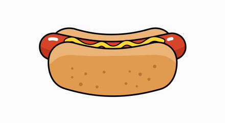 Classic Hot Dog with Mustard Illustration – Simple Vector Graphic for Fast Food Menus, Icons, and Casual Dining Designs