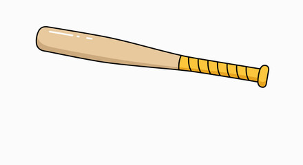 Clean Cartoon Wooden Baseball Bat with Yellow Grip – Essential Sports Equipment Graphic Isolated