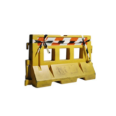 Plastic road barrier with red white strips isolated on transparent background