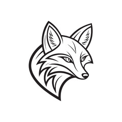 Fototapeta premium Animal fox icon elegant fox head icon with Clea silhouette on white background