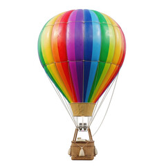 3d vibrant rainbow hot air balloon adventure journey isolated on transparent background