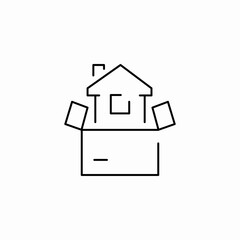 boxed house moving icon sign vector