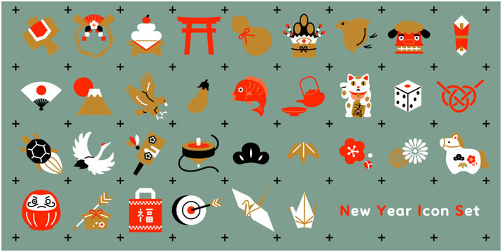 お正月のアイコンセット