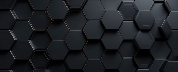 An abstract 3D image displaying a pattern of dark grey, hexagonal shapes creating a visual