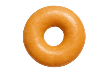 Glazed donut pastry, sweet dessert food, golden snack, confectionery sugar treat, ring shape breakfast