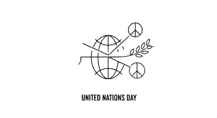 Symbol of Global Unity: A minimalist illustration of a globe intertwined with olive branches and peace symbols, representing international cooperation, harmony, and the pursuit of global peace.