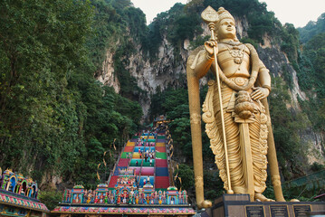 Batu Caves in Malaysia. This limestone cave complex is one of the most popular Hindu shrines...