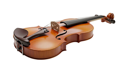 Fototapeta premium Glossy violin, side angle view, on a simple black background