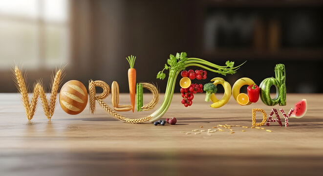 Celebrating World Food Day A Wholesome Arrangement of Fruits Vegetables and Grains Artfully Composed