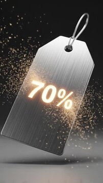 Discount Tag with 70 Percent Off Sale Promotion.