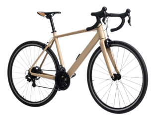Minimalist Beige Road Bike Angled Front View, White Studio Background