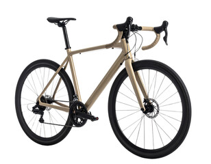 Minimalist Beige Road Bike Angled Front View, White Studio Background