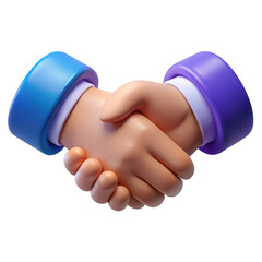 3d stylized handshake symbolizing partnership and agreement in business transparent background