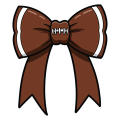 American Football Bow with White Stripes and Lacing – Sports Cheer Illustration