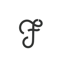 Abstract Gray Letter F Graphic on White Background
