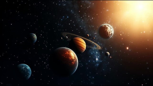 Planets rotating around a star in deep space