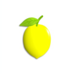 Bright Yellow Lemon with Green Leaf Illustration for Fresh Fruit, Health, and Food Branding