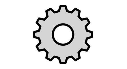 Simple Gray Gear Icon on White Background.