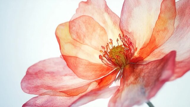 A close-up view of a pink flower against a pure white background, ideal for use in designs and projects where a touch of elegance is needed