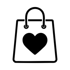 Shopping bag icon with heart for favorite products