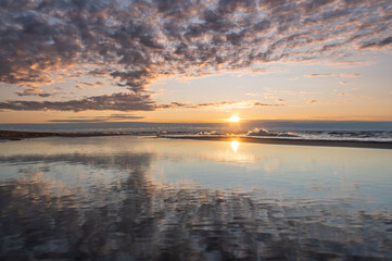 Fototapeta premium Baltic sea coast during colorful summer sunset