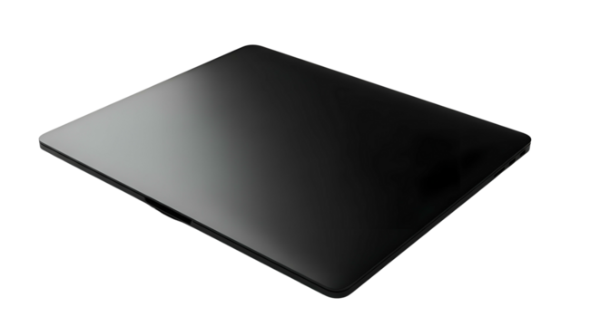 Dark, flat rectangular object with reflective surface