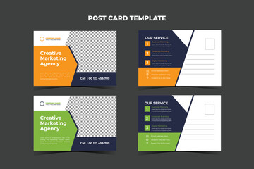 Modern Minimalist Post Card Design Layout Template for Business and personal use, for Printing and Branding 