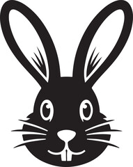 Fototapeta premium Cute Bunny Head. Monochrome Easter Rabbit Face With Long Ears. Silhouette Pet Hare