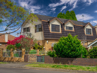 Inner west Suburban residential Brick house in Sydney federation residential house in Sydney NSW Australia. Sought after houses due to their Architectural colourful exteriors