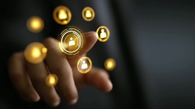 A sleek digital interface radiates with professional skills development visuals competency icons glowing in golden light. Career progress pathways flow upward atmosphere of