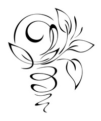 decorative element with an abstract, ornate pattern and stylized leaves; graphic design