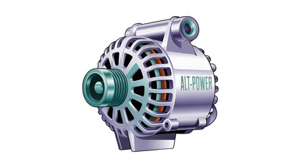 3d icon of automotive alternator isolated on transparent background