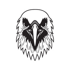 Raven icon vector dark raven face in line art silhouette on white background