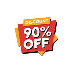Discount 90% Off Sale Tag Modern Vector Design
