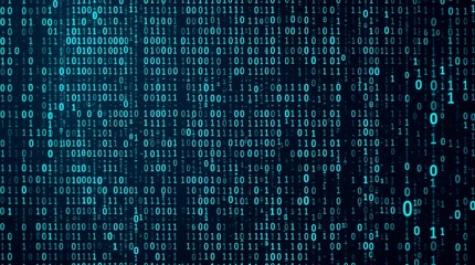 Binary code background for technology and data security with glowing digital stream effect concept