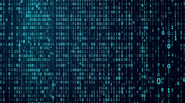 Binary code background for technology and data security with glowing digital stream effect concept