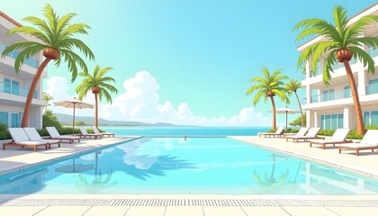 swimming pool in tropical resort