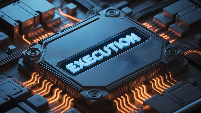 High-tech execution concept for innovative solutions and strategic implementation in dynamic business environments with advanced technology integration