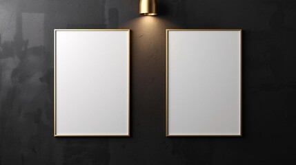 Elegant Black Friday Flyer Mockup with Gold Frame on Dark Wall Background