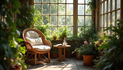 Rustic Greenhouse Reading Nook