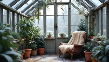 Rustic Greenhouse Reading Nook