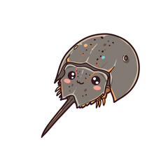 Cute Cartoon Horseshoe Crab with Big Eyes and a Friendly Expression.