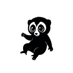 Cute cartoon slow loris sitting and waving.